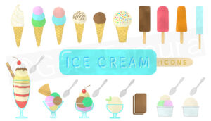 Icon sets of ice cream and parfait | Illustration by Gen Tamura