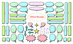 Icons set of speech balloons - Adobe Stock - comic, cartoon, manga, message