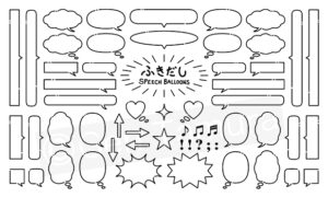 ふきだしセット　破線　ストックイラスト　漫画　まんが　マンガ　PIXTA