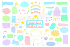 speech bubble - hand drawn icons set - Adobe Stock - comic, cartoon, manga, letter, message