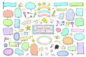 speech bubble - hand drawn icons set - Adobe Stock - comic, cartoon, manga, letter, message