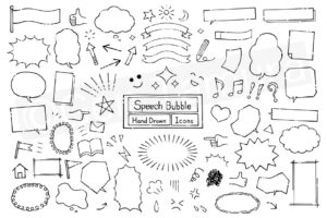 speech bubble - hand drawn icons set - Adobe Stock - comic, cartoon, manga, letter, message