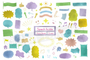 Icons set of watercolor speech bubble - Adobe Stock - comic, cartoon, manga