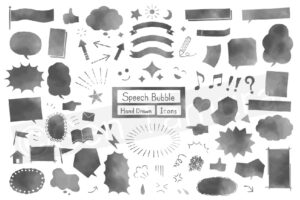 Icons set of watercolor speech bubble - Shutterstock - comic, cartoon, manga