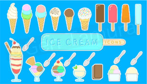 Icon set of ice cream and parfait - Adobe Stock - illustration