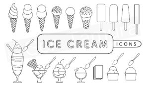 Icon set of ice cream and parfait - Adobe Stock - illustration