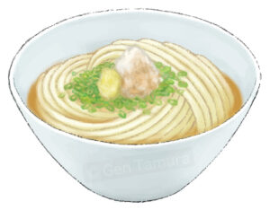 ぶっかけうどん　うどん　イラスト　ストックイラスト　讃岐うどん　さぬきうどん　香川県