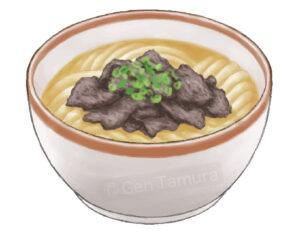 肉うどん　うどん　イラスト　ストックイラスト　讃岐うどん　さぬきうどん　香川県